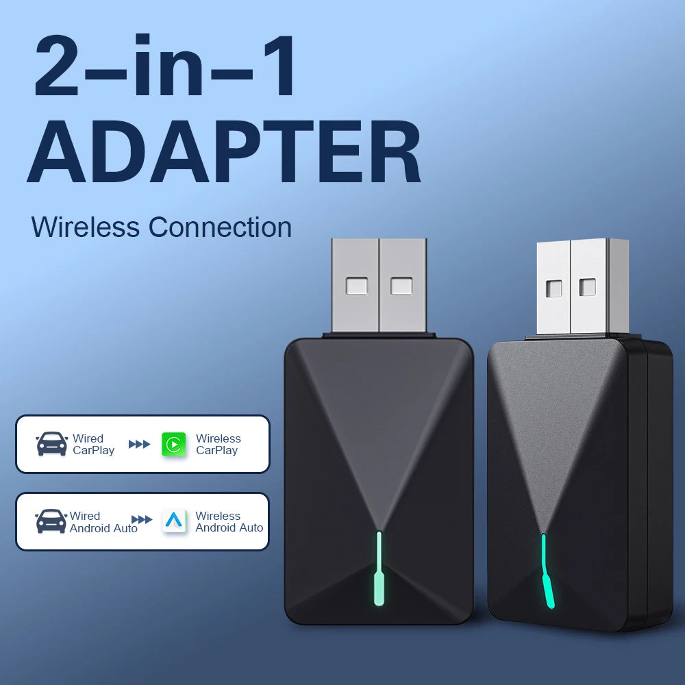 Kompakter Kabelloser CarPlay Android Auto USB-Adapter, Kabelgebunden zu Kabellos Upgrade, Einfache Installation, Automatische Verbindung, Kompatibel mit 98% aller Autos
