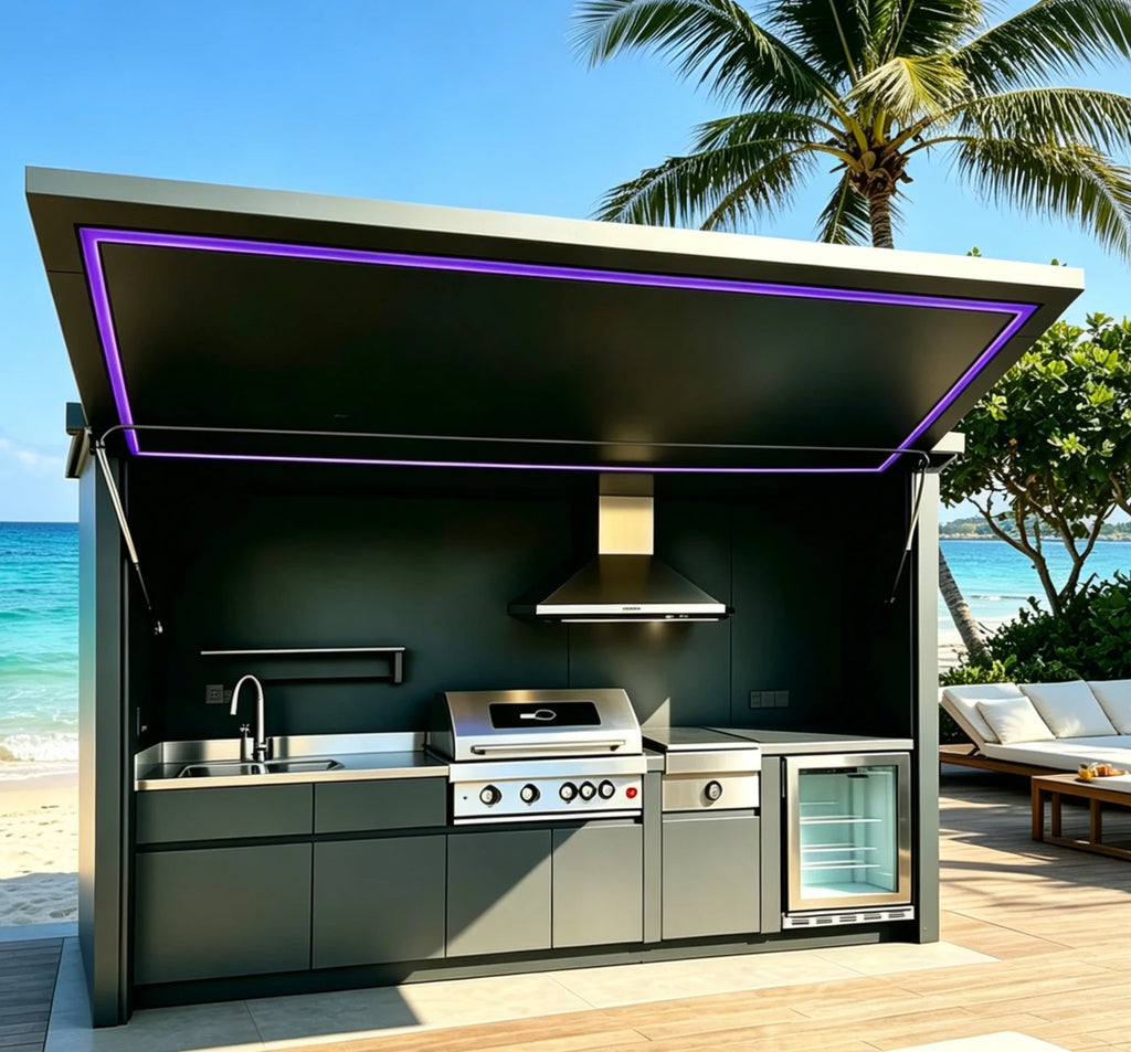 Wetterfester Outdoor-Küchenschrank Großer Stauraum Aluminium-Outdoor-Küchenschrank für Villa Garten Hinterhof BBQ Kochen