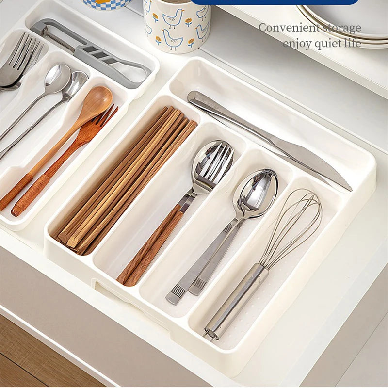 4/5 Grid Kitchen Cabinets Chopsticks And Tableware Storage Box Knife Fork Spoon Divider Organizer Knife Fork Drawer Storage