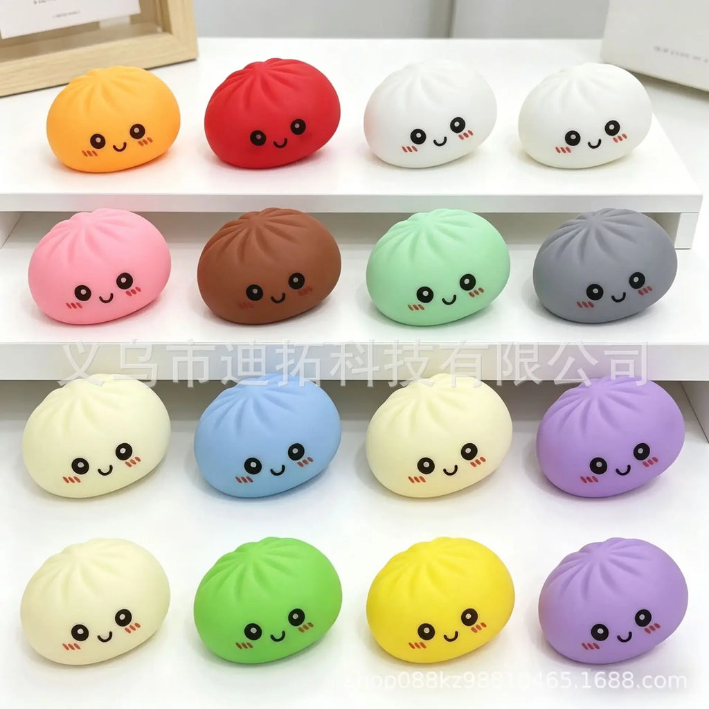 Sensory Fidget Prank Toy Colorful Mini Bun Dumpling Squishy Cute Stress Relief Squeeze Toy for Kids Adults Relieve Boredom
