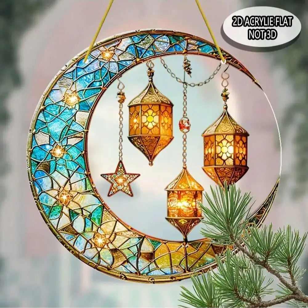 1PCS Moon Lantern Outdoor Decoration Pendant Suitable for Window Decoration Religious Gifts Living Room Decora (Non Luminous)