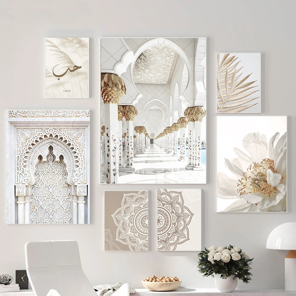 Islamic Canvas Poster Hay Dandelion Wall Posters Beige Flowers Art Painting Morocco Door Print Pictures Living Room Decoration