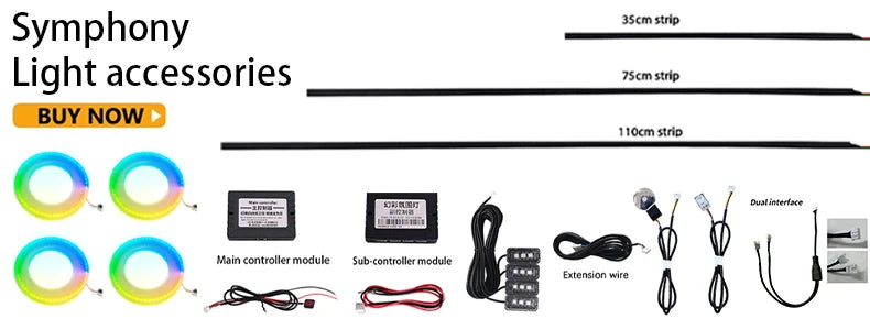 "Magic lantern" Symphony Ambient Light Accessories Full Colors Streamer Rainbow Parts 3 pin 3 wires LED Interior Mouldings