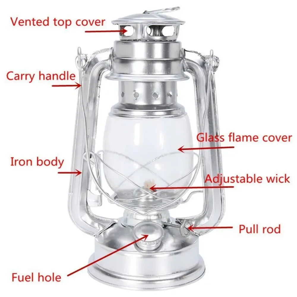 1PC Retro Lantern Home Table Decoration Lamp Outdoor Picnic Hand-Held Lights Metal Hurricane Oil for Dinner Decoration Lamps