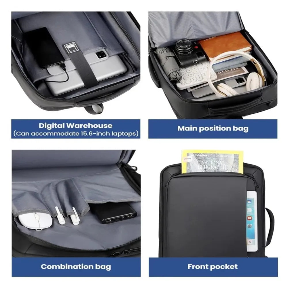 Unisex-Laptop-Rucksack mit großem Fassungsvermögen, stilvolle, multifunktionale Computertasche für Herren, ideal als Rucksack für Studenten, geeignet für die Schule, den täglichen Arbeitsweg und Geschäftsreisen.