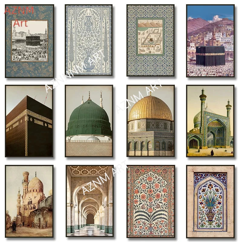 Masjid An-Nabawi Masjid Al Haram Masjid Al Aqsa Poster Canvas Painting Print Islamic Wall Art Muslim for Living Room Home Decor