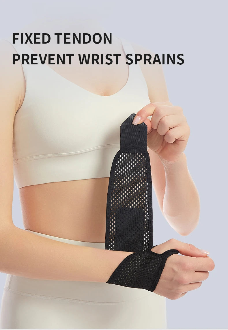 1pc Adjustable Wrist Strap Sports Wrist Support Brace Black Weightlifting Wristband For Men & Women Badminton Tennis Gym