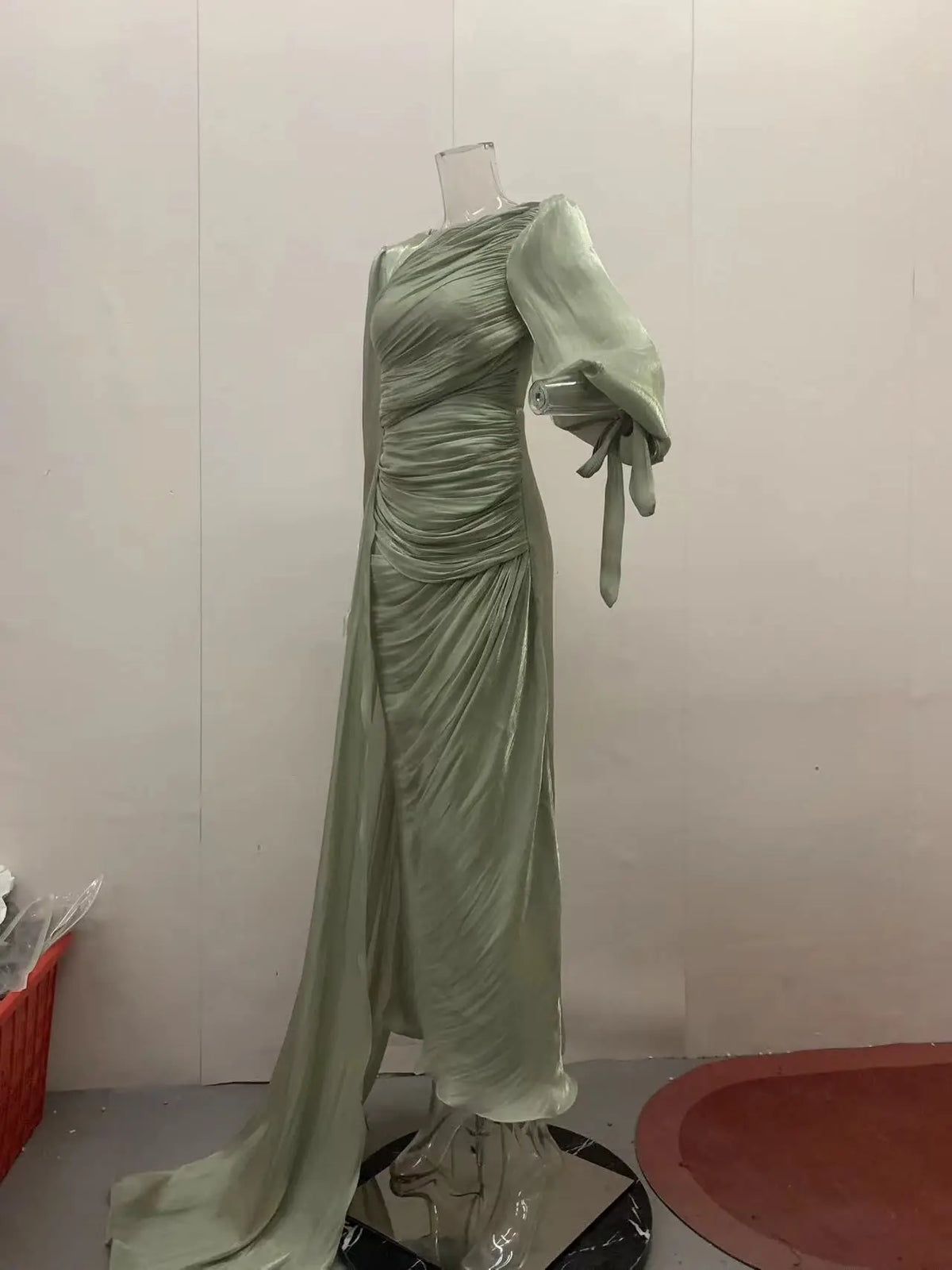 Islamic Clothing Modest Fashion Kaftan Luxury Organza Dress Women Shiny Modest Dress Elegant Ruffle Design Evening Gown
