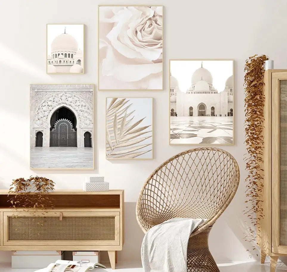 Islamic Canvas Poster Hay Dandelion Wall Posters Beige Flowers Art Painting Morocco Door Print Pictures Living Room Decoration