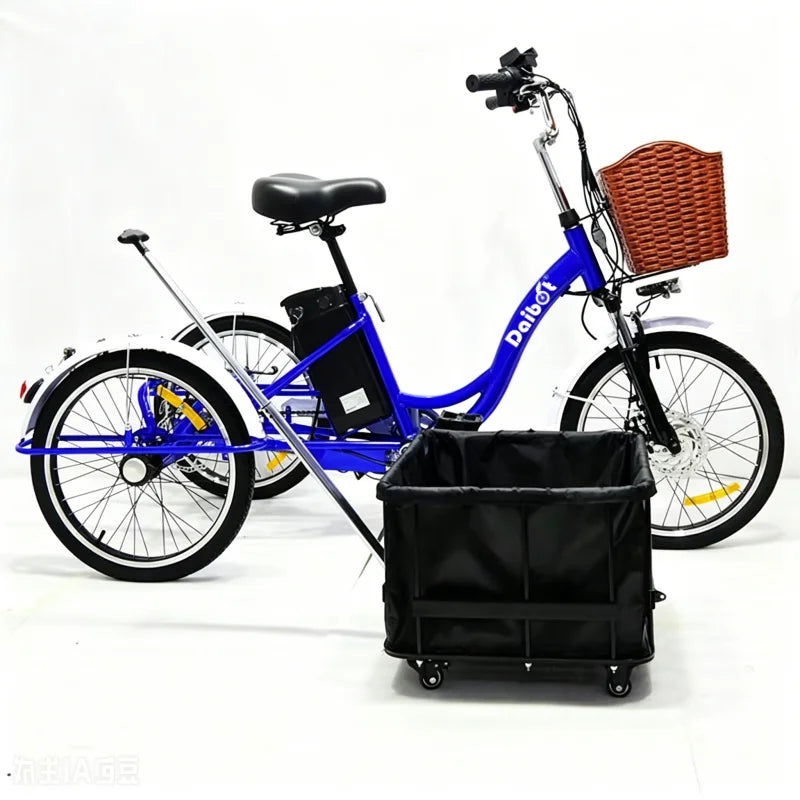 20inch 3 Wheels Electric Bike For Adults 350W 48V 7 Speed Cargo Electric Tricycle For Elderly People Removable Battery