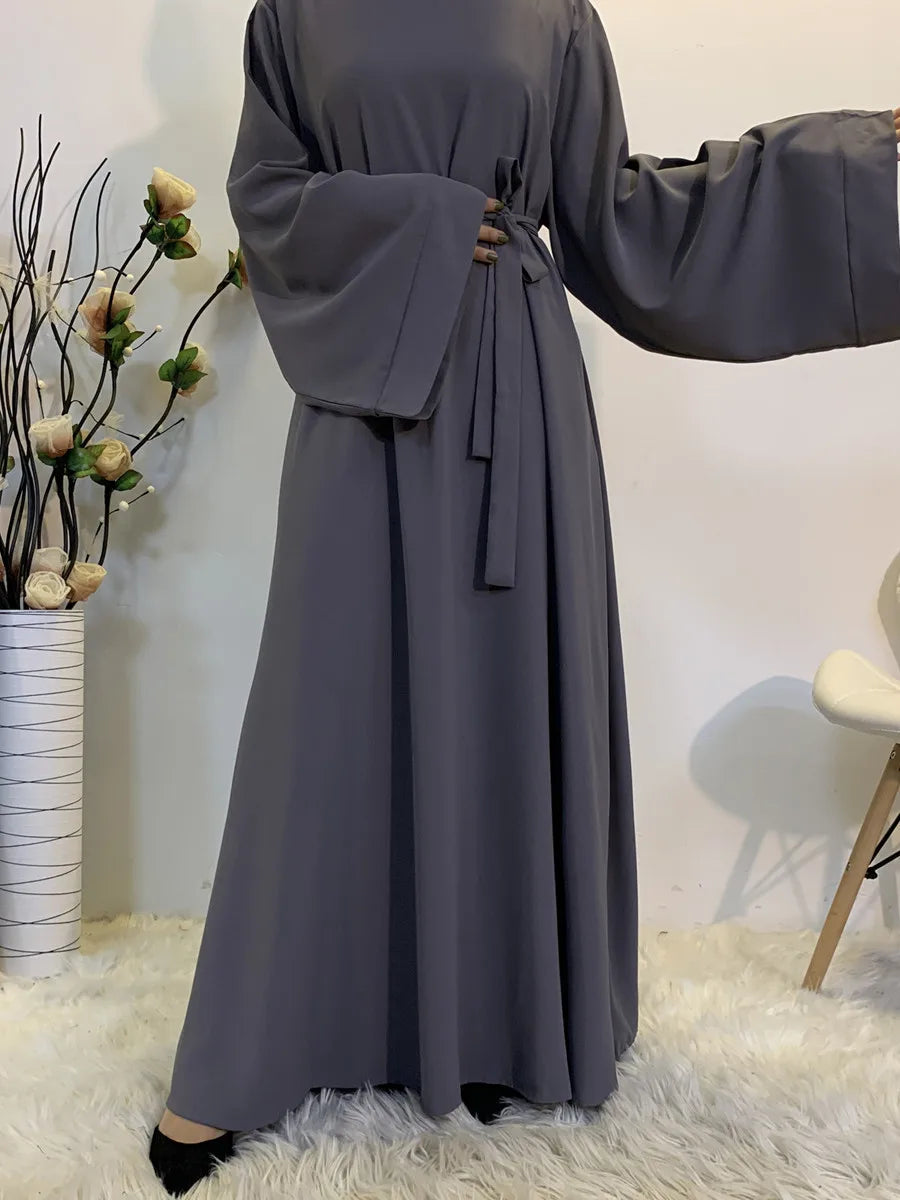 Muslim Women Arabic Dubai Eid Abaya Plus Size Long Dress Modest Ramadan Solid Color Prayer Robe Kaftan Femme Islamic Clothing