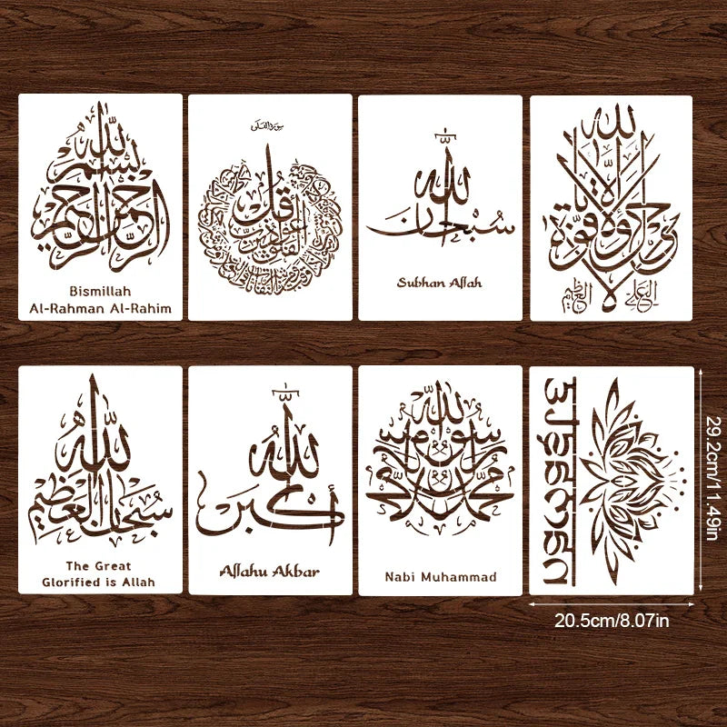 Islam Arabic Script DIY Stencils Wall Painting Scrapbook Embossing Album Paper Card Template Ramadan Eid Mubarak Decor Bismillah
