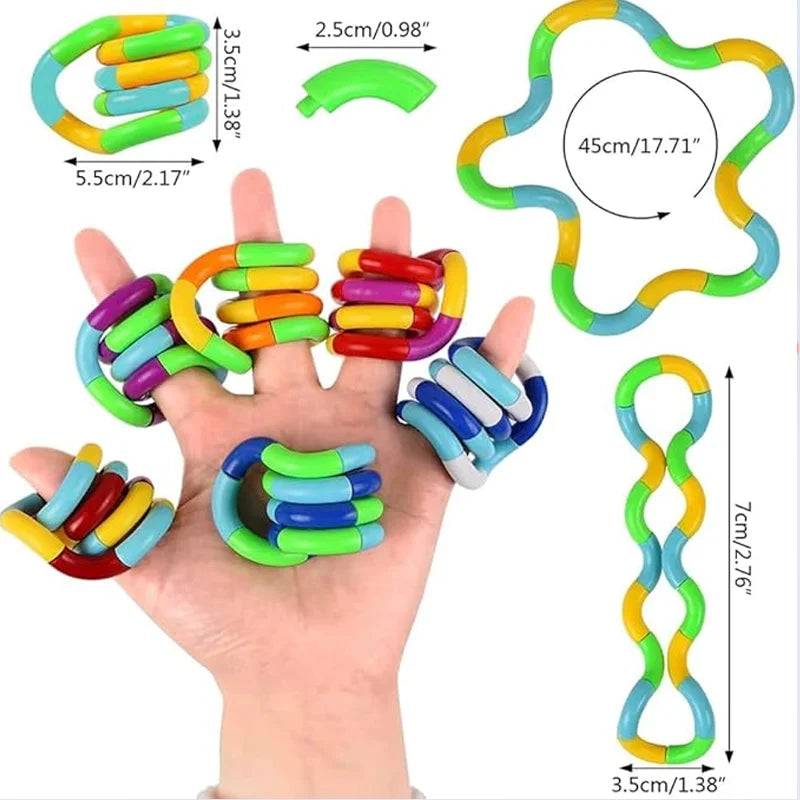 Sensory Fidget Toys -  Multicolor Twisty Fidget Toys Stress Relief, Decompression - Squeeze, Twist, Chain Spinner Alternative Gi