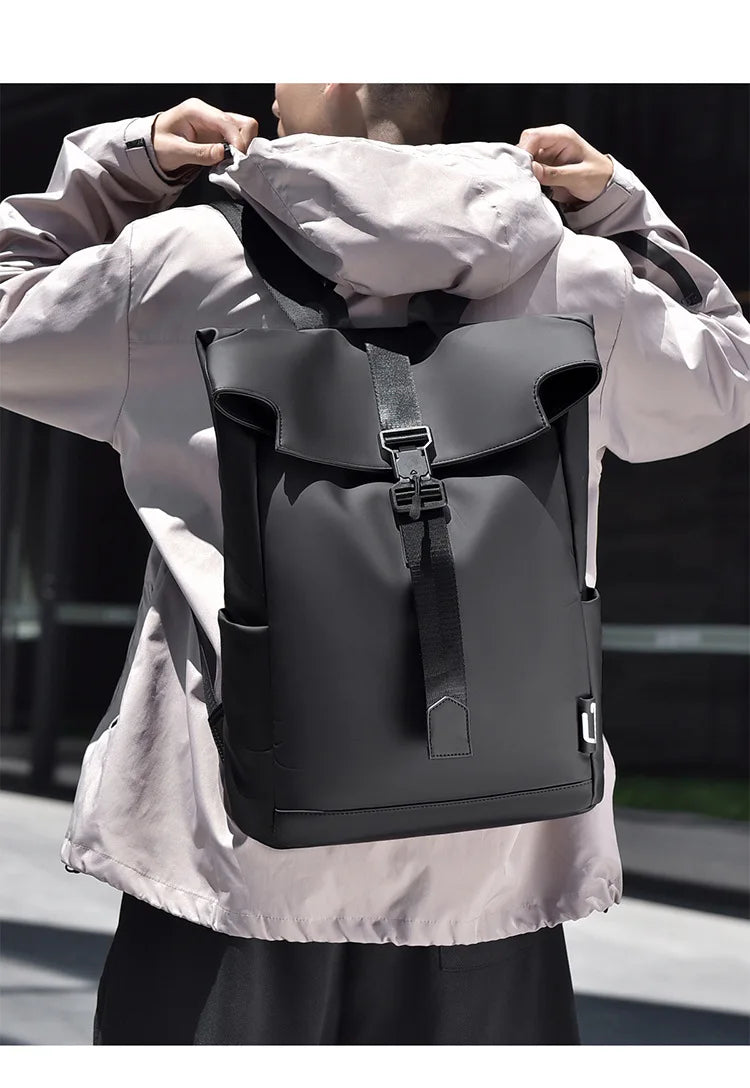 Neuer Herren-Rucksack mit Flip-Cover und magnetischer Schnalle, lässiger Outdoor-Reiserucksack, multifunktionaler Computer-Rucksack mit großer Kapazität