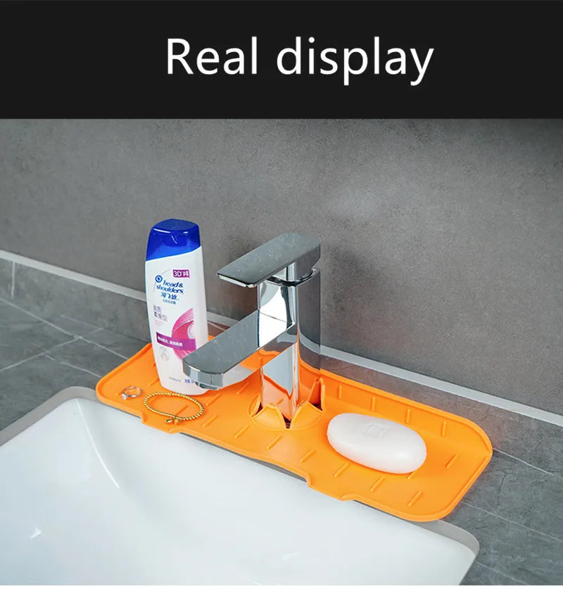 Kitchen Silicone Faucet Mat Flower Sink Splash Pad Drain Pad Bathroom Countertop Protection Absorbent Quick Dry Tray Drainage