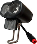 12V-60V universal ebike headlight with horn, IPX4 waterproof, 115Lux low beam, 2/3-pin plug, riser mount for e-bikes & scooters