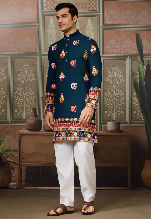 Men Islamic Arabian Patchwork Striped Embroidery Eid Muslim Long Robe Jubba Casual Thobe Men Muslim Islamic Men Robe