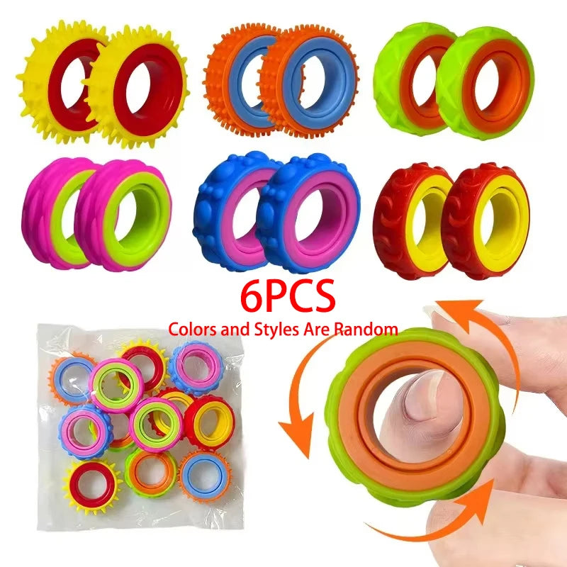 Rotating Fidget Ring Sensory Finger Spinner Anti-Anxiety Stress Relief Toys for Adults ADHD Autism Quiet Classroom Prizes Gifts