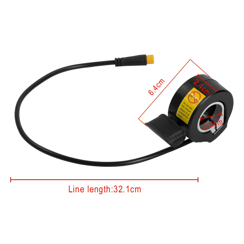 Thumb Throttle Electric Bike 130X Thumb Throttle ebike 24V 36V 48V 60V 72V 3 Pin Waterproof/WP Plug Connector Electric Scooter
