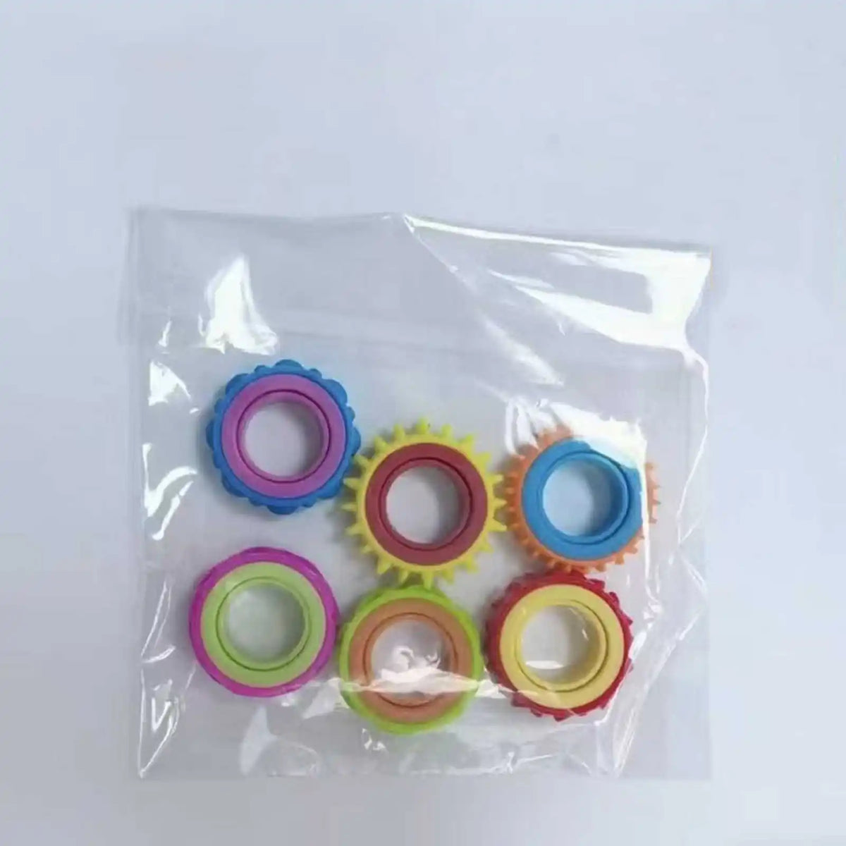 6PCS Rotating Fidget Ring for Kids Sensory Finger Spinner Anti Anxiety Autism ADHD Quiet Stress Relief Gifts Classroom Prizes