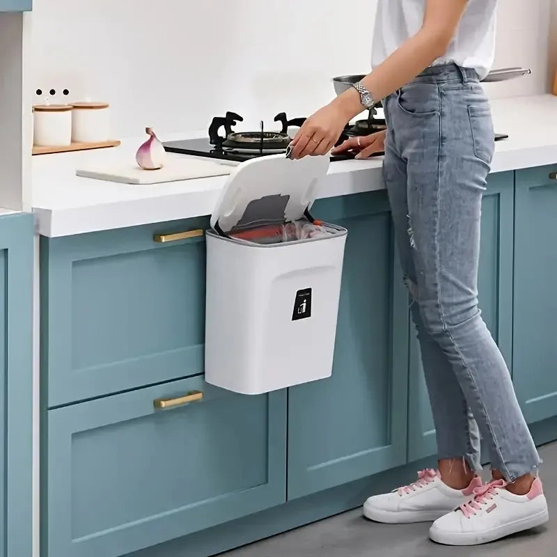 Kitchen Wall Mounted Garbage Bin, Household Storage Box, Flip Sliding Garbage Bin, Suitable For Bedrooms And Bathrooms