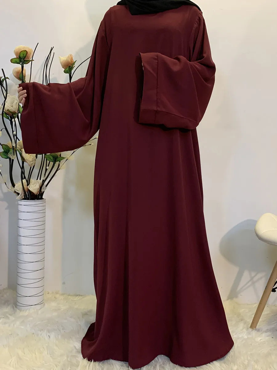 Muslim Women Arabic Dubai Eid Abaya Plus Size Long Dress Modest Ramadan Solid Color Prayer Robe Kaftan Femme Islamic Clothing