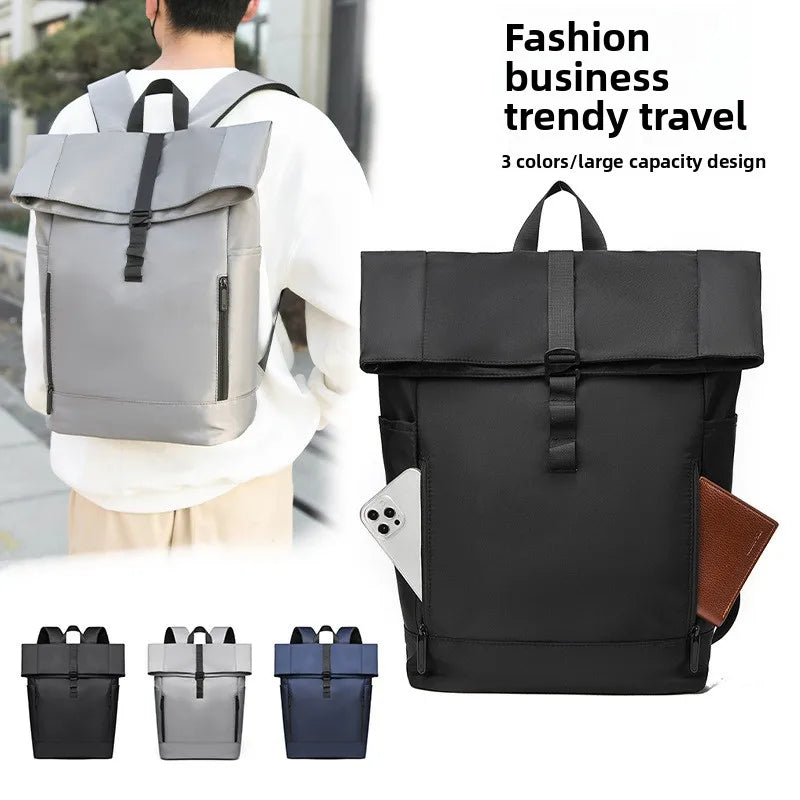 Europa und die Vereinigten Staaten: Neuer Roll-Top-Rucksack für Herren, Business- und Freizeitrucksack mit Rollverschluss.