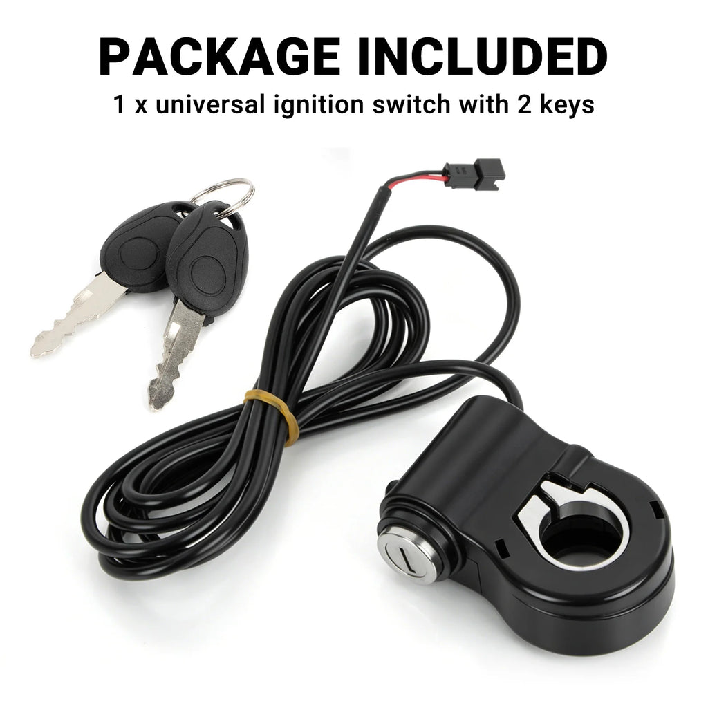 12V-72V Ebike Key Ignition 2 Wires Ignition Lock Key Switch with 2 Key for Super 73 for Ridstar Q20 Electric E-Scooter Universal