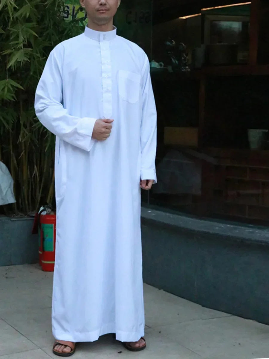 Islamic Clothing Men Solid Long Sleeve Loose Muslim Male Saudi Arabia Pakistan Kurta Muslim Costumes Muslim Dress Kaftan Thobe