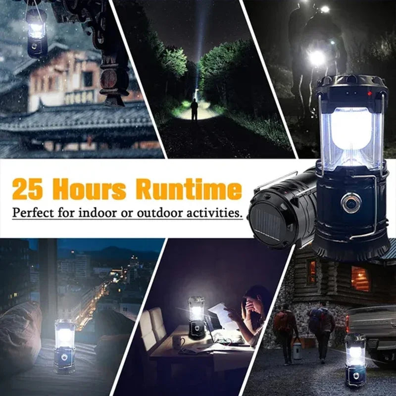 1/2Pack 6 in 1 Multifunction Lantern, LED Solar Camping Lanterns, USB Rechargeable Portable Flashlight, Waterproof Ultra Bright