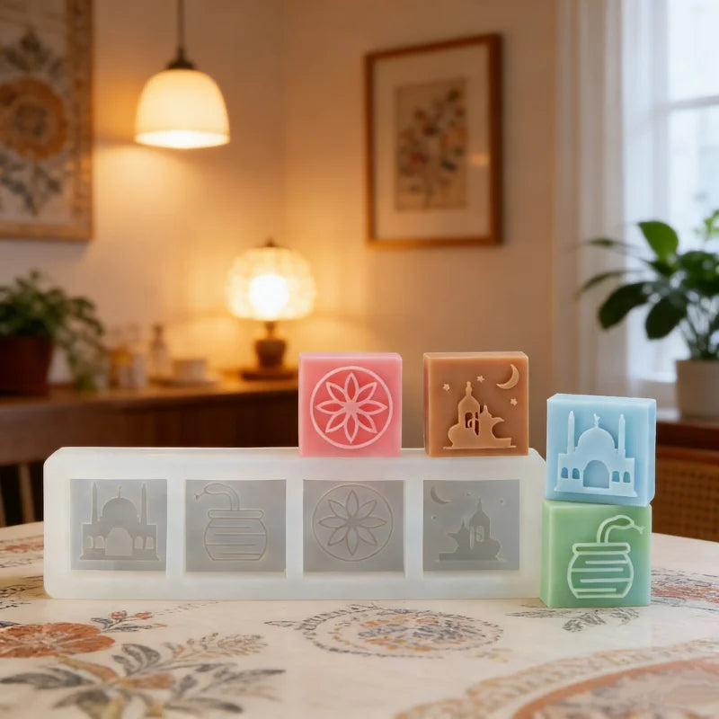 Islamic Themed Silicone Soap Molds Mosque/Crescent/Geometric Pattern Designs DIY Handmade Soaps Ramadan Gifts Eid Decor Muslim