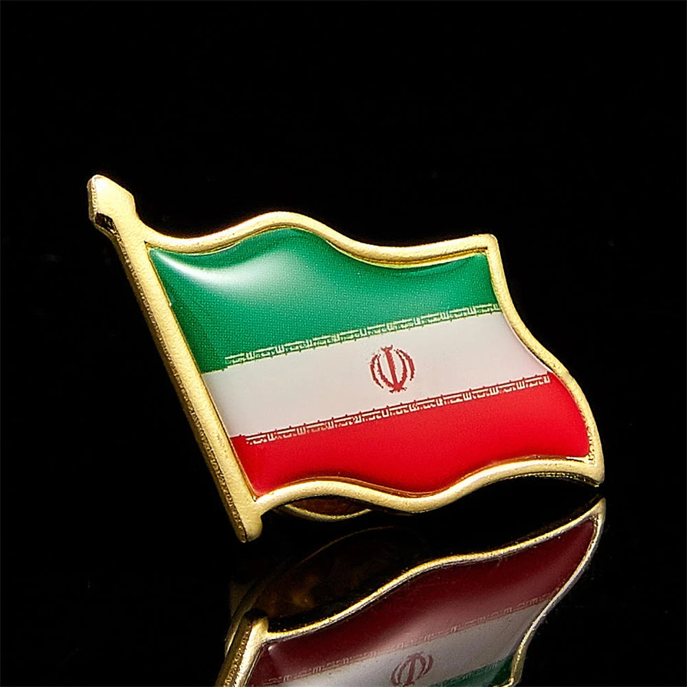 Iran Islamic Shia Persian Empire Allah Akbar Iran Gold Plated Collectible Flag Lapel Pins
