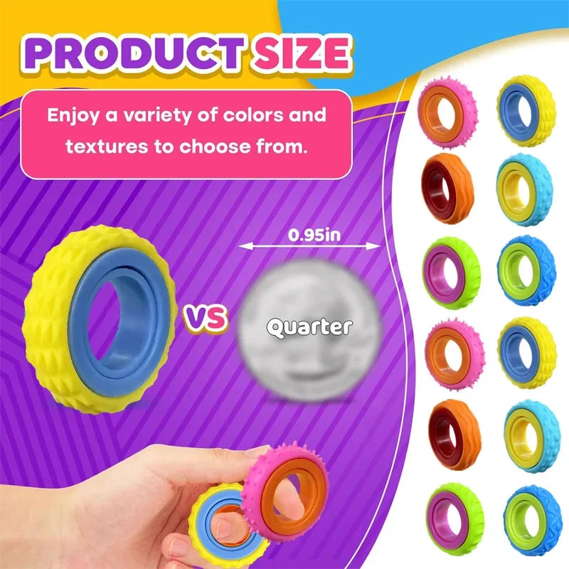 Rotating Fidget Ring Sensory Finger Spinner Anti-Anxiety Stress Relief Toys for Adults ADHD Autism Quiet Classroom Prizes Gifts