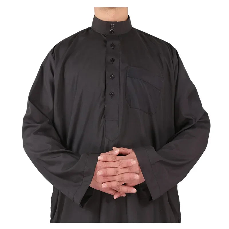 Islamische Kleidung Männer Solide Langarm Lose Muslimischen Männlichen Saudi-Arabien Pakistan Kurta Muslimischen Kostüme Muslimischen Kleid Kaftan Thobe