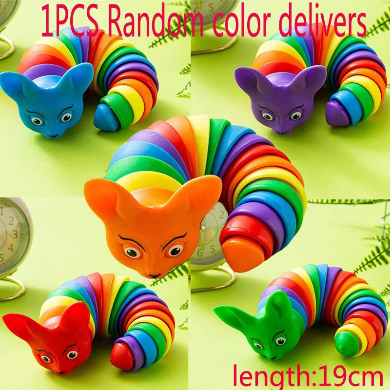 2025 New Fidget Slug Toy for children  3D Colorful Sensory Slug Relieves Fun Decompression Toy Creative Twist Fox/Ant/Fidget Toy
