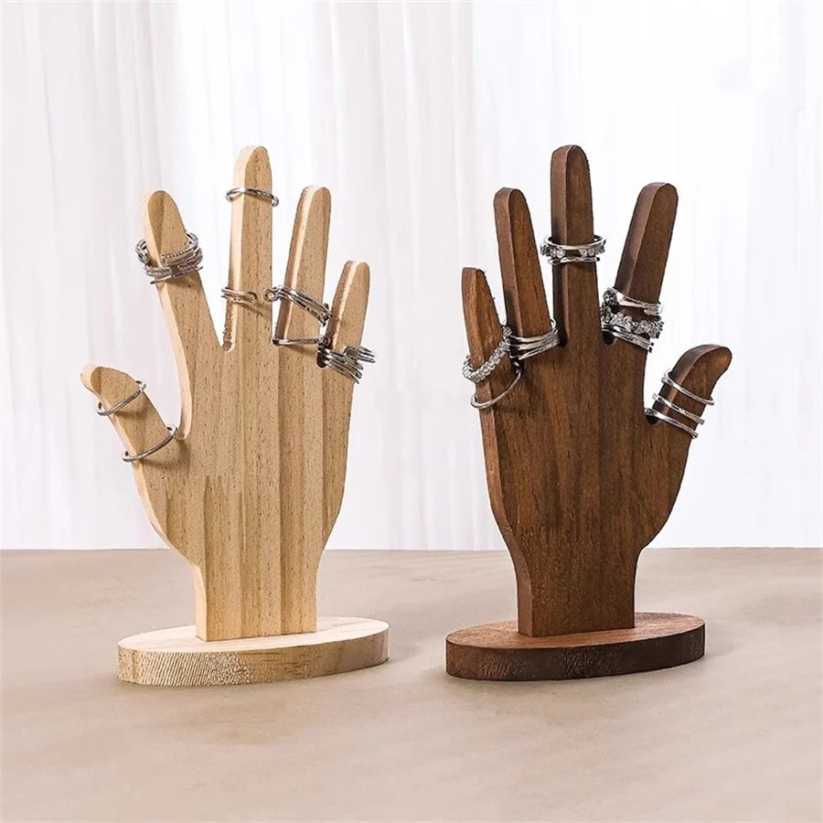 Handförmiger Schmuckständer, Multifunktionales Schmuckregal, Fingerhand-Display für Armbänder, Holzringhalter, Handringhalter