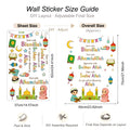 Islamic Kids Inspirational Wall Decal - with Mosque, Lanterns & Children, Peel and Stick Wall Art for Muslim Nursery Bedroom