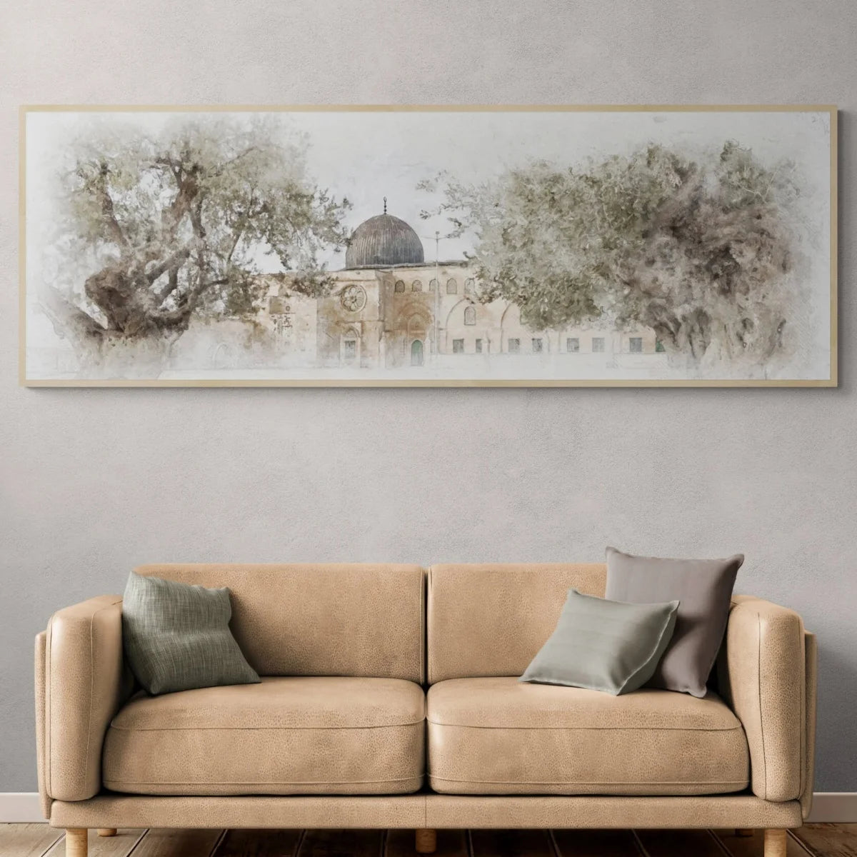 Islamic Mosque Olive Trees Abstract Canvas Print Poster Modern Ramadan Muslim Large Horizontal Art Prints Wall Art Home Decor