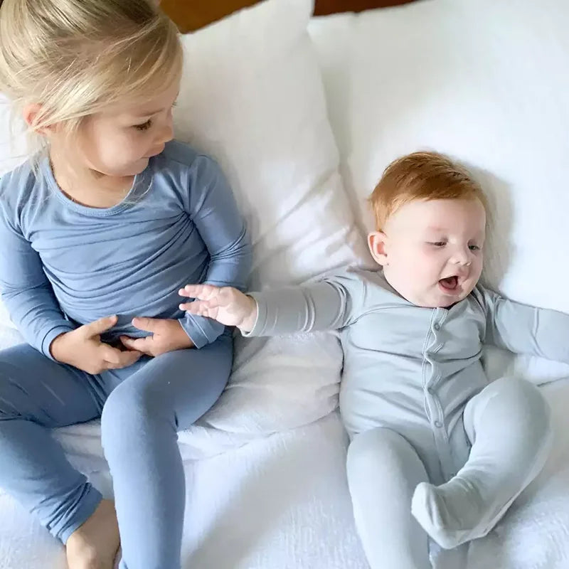 2026 Newborn Baby Bamboo Fiber Romper Solid Breathable Long Sleeve Clothes For 0-24M Boy Girl Jumpsuit Infant Loungewear Pyjamas
