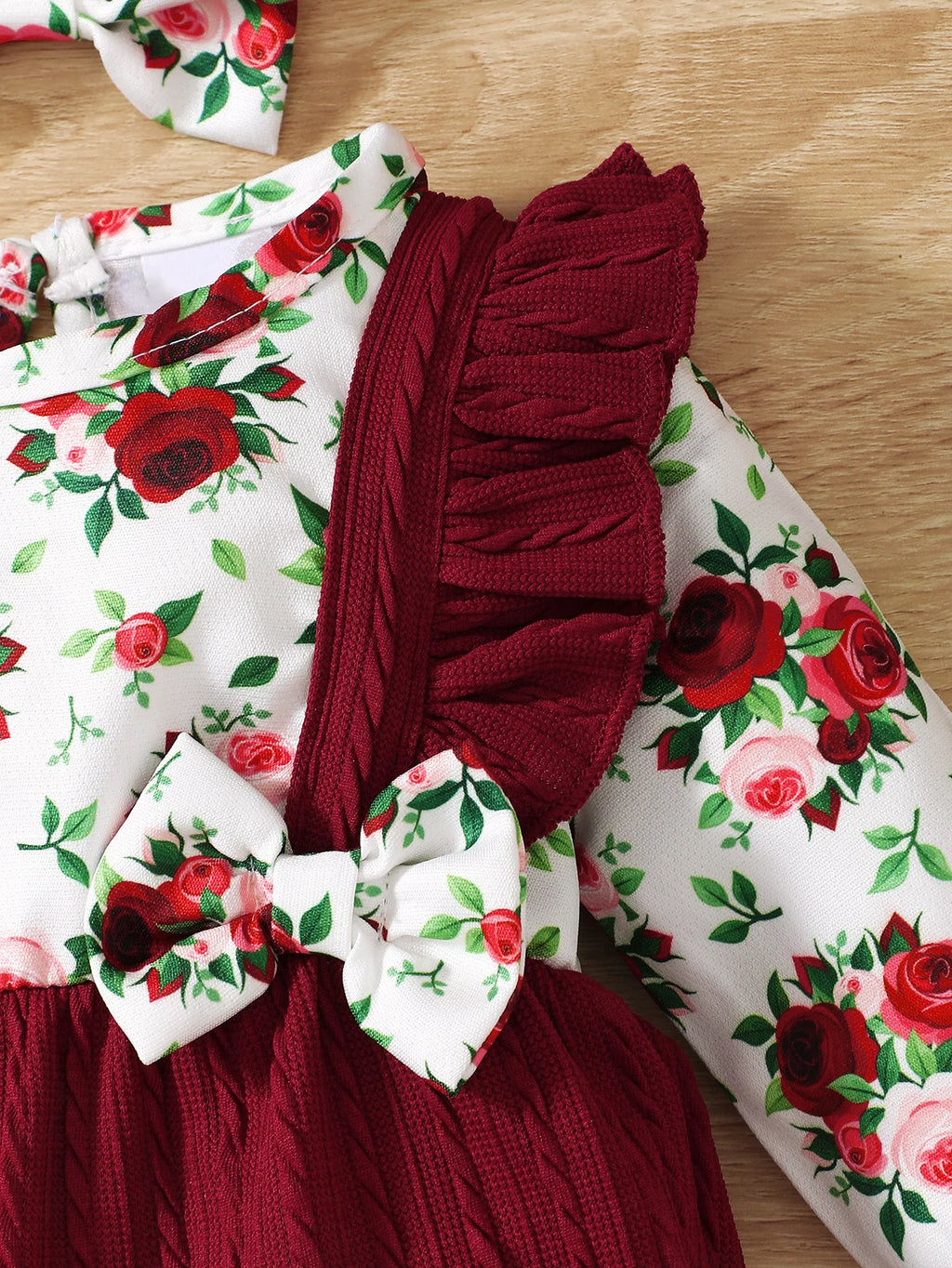 0-18 Months Newborn Baby Girl Romper Cute Floral Long Sleeve with Bow Bodysuit+Headband Infant Girl Spring&Autumn Jumpsuit