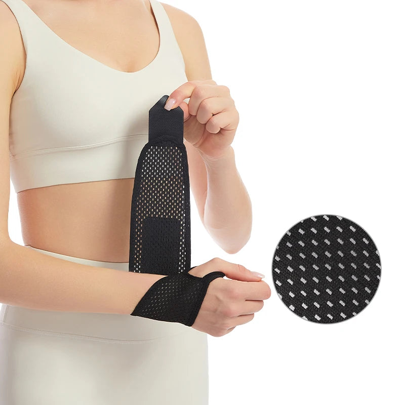 1pc Adjustable Wrist Strap Sports Wrist Support Brace Black Weightlifting Wristband For Men & Women Badminton Tennis Gym