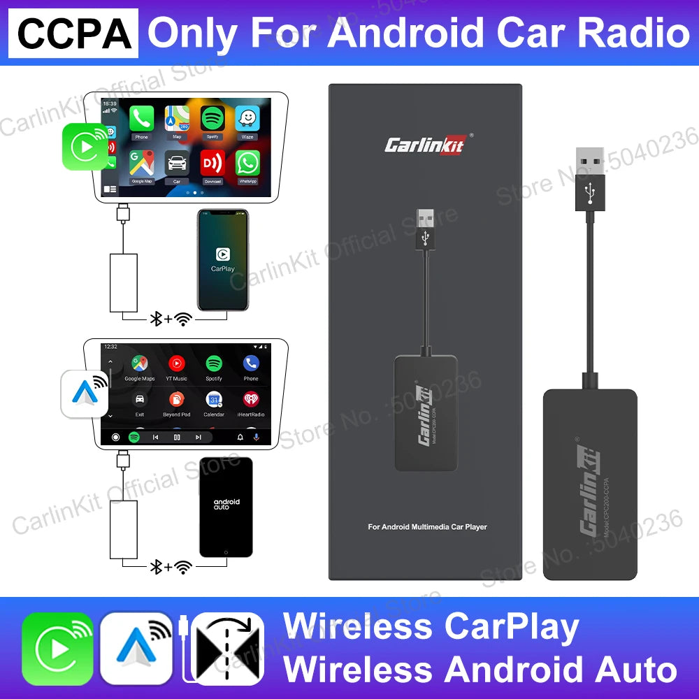 CarlinKit CCPA Wireless CarPlay Für Android Auto Radio Drahtlose Android Auto Drahtlose Auto Connect Mirrorlink Smart USB Adapter