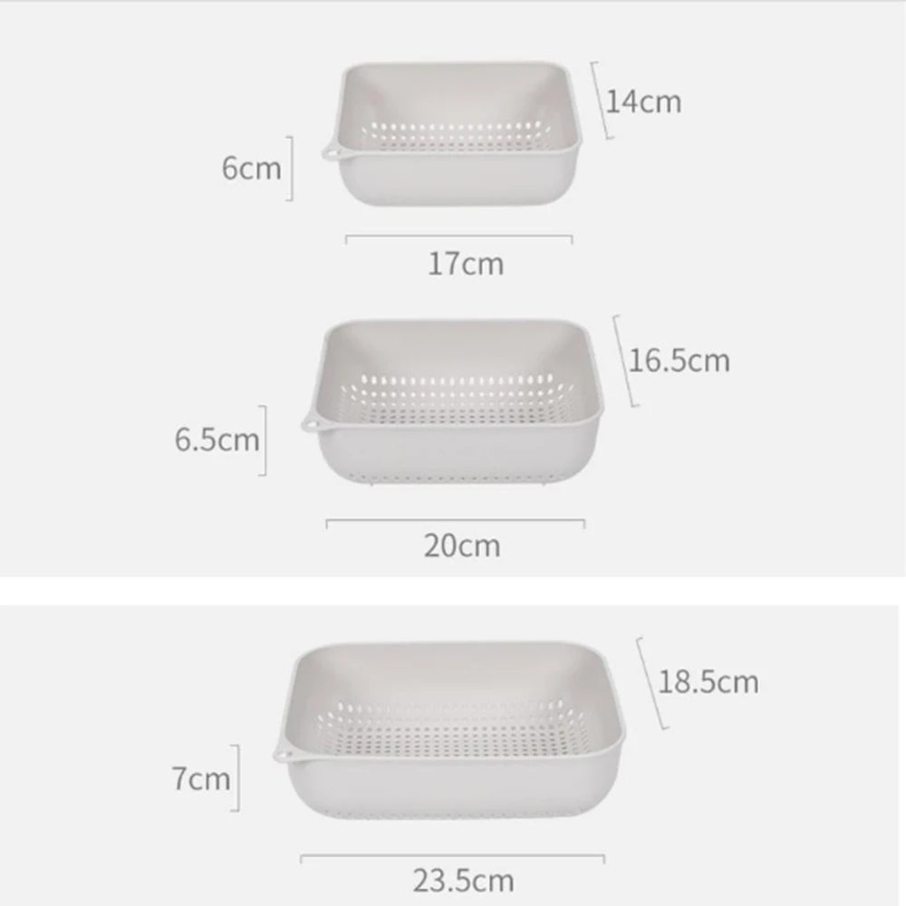 Kitchen Storage Drain Basket Three-piece Creative Home Washing Vegetable Basket Plastic Fruit Basket Storage Basket Housewares