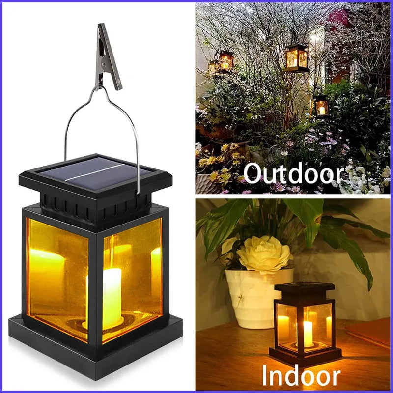 Solar Palace Lantern Hanging Candle Lamp Outdoor LED Waterproof Lights for Garden Patio Yard Lawn Landscape Vintage Lantern Deco