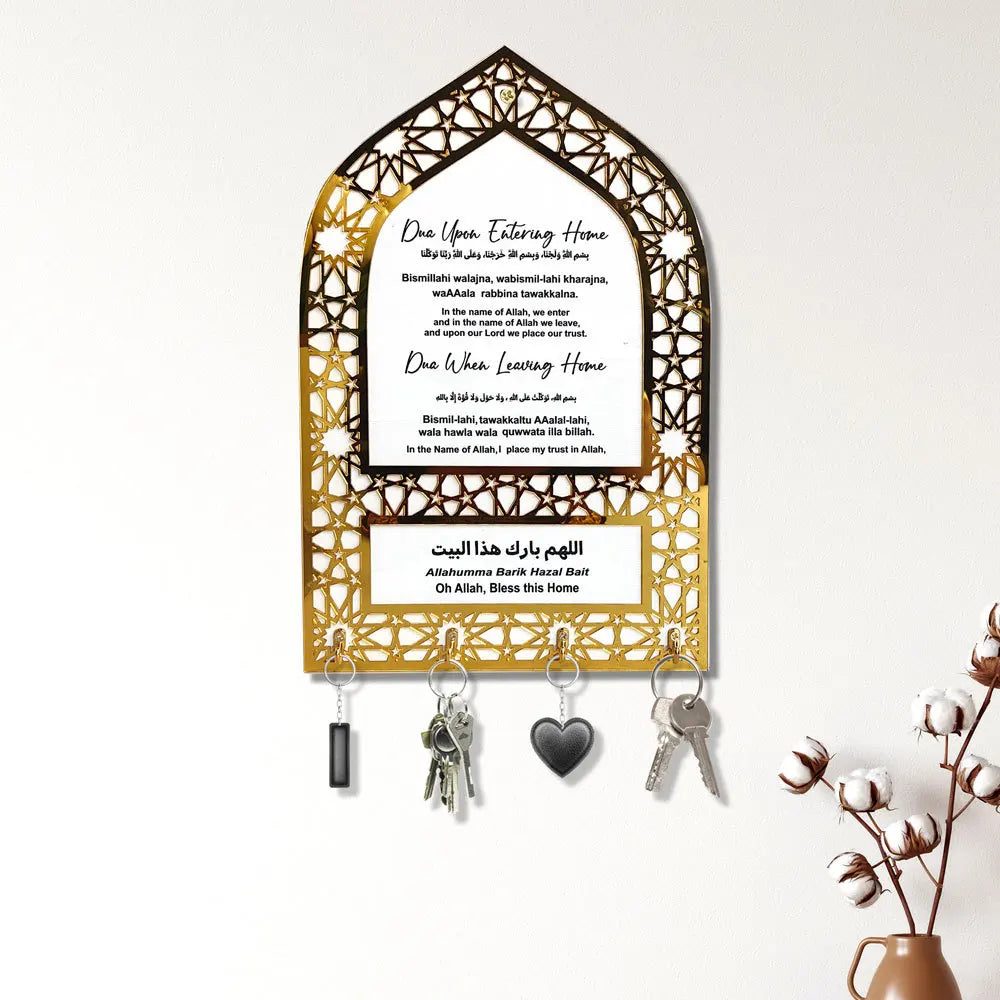 Arabic Key Holder for Islamic Wall Art,Islamic Home Decor Muslim Gift for Men and Women Ramadan Decorations for Home