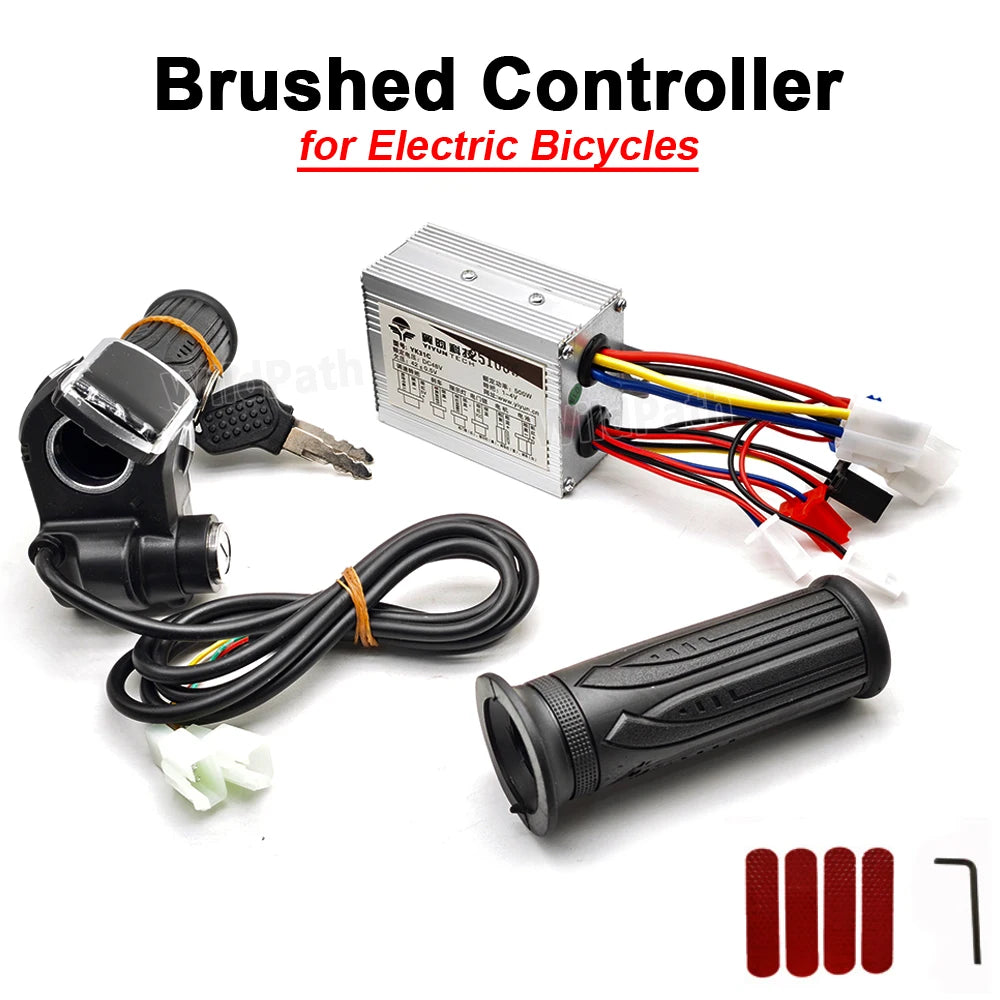 24V 36V 48V 250W 350W 500W 1000W Electric Bike Accessories Motor Brushed Controller Throttle Twist Grip with Reflective Stickers