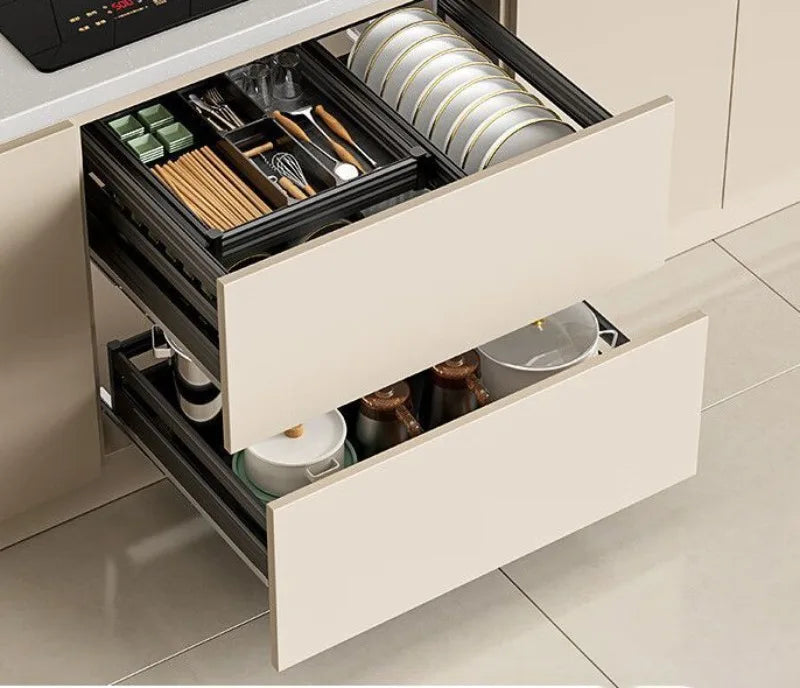 Pull Out Kitchens Cabinets Baskets Drawer Style Bowl Dish Storage Baskets Organization Three Layers Kitchens Shelf Thicken