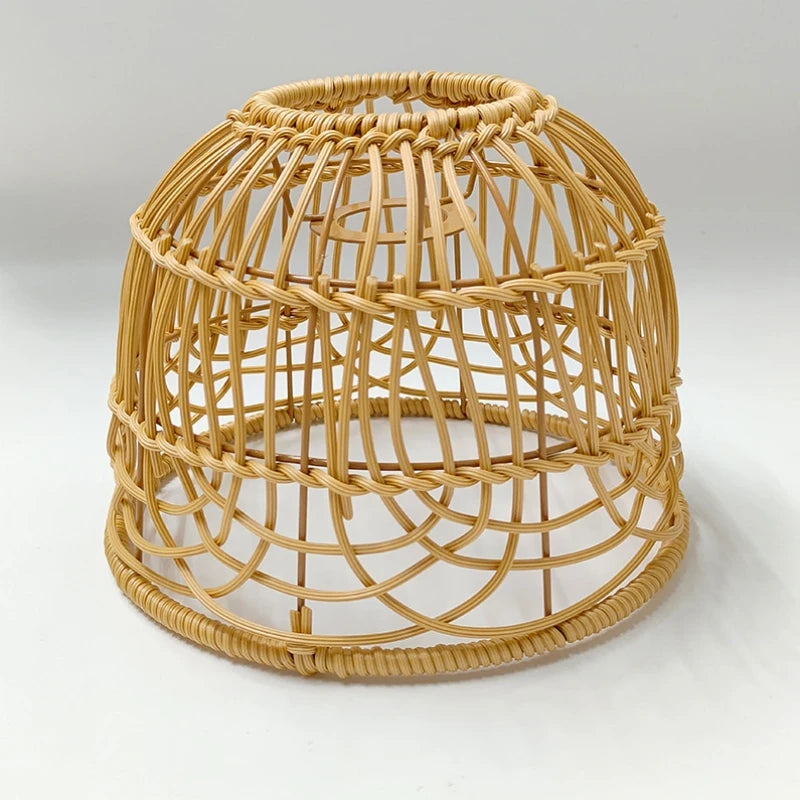 Woven Lantern LED  Hanging Light Lampshade Simulated Rattan Ceiling Pendant Lamp Shade Bedroom Dining Room Chandelier Lamp Cover