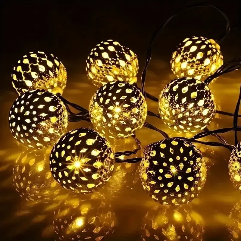 Solar-Powered Moroccan Lantern Lights - Outdoor Solar Panel for Garden, Patio Halloween Christmas Hanging Solar Lights