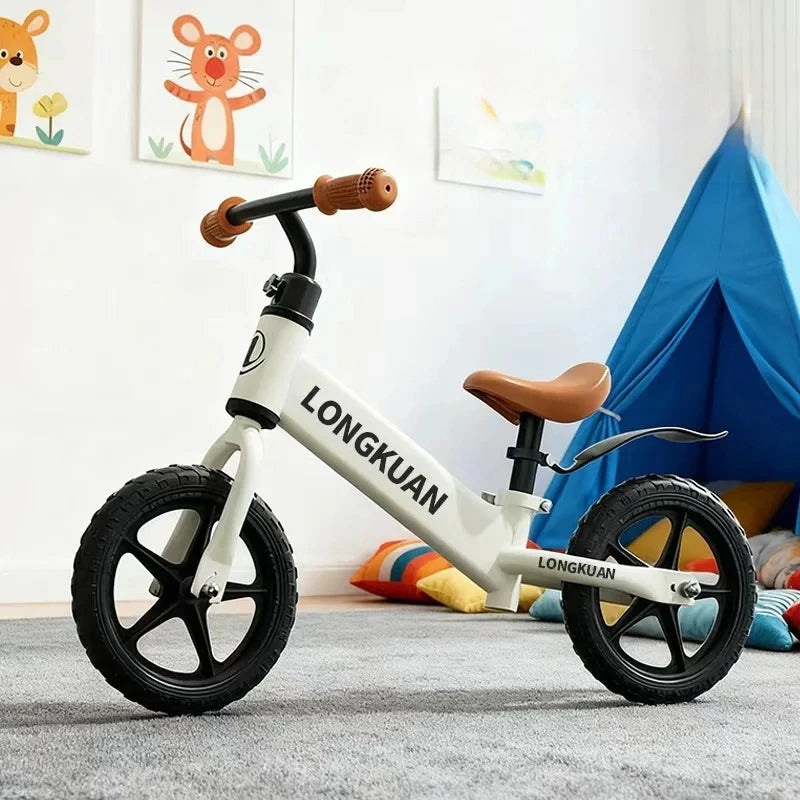 12 Inches Balance Bike High Carbon Steel Frame Adjustable Handlebar Adjustable Seat Two Wheeled Gliding Push Bike Outdoor Riding